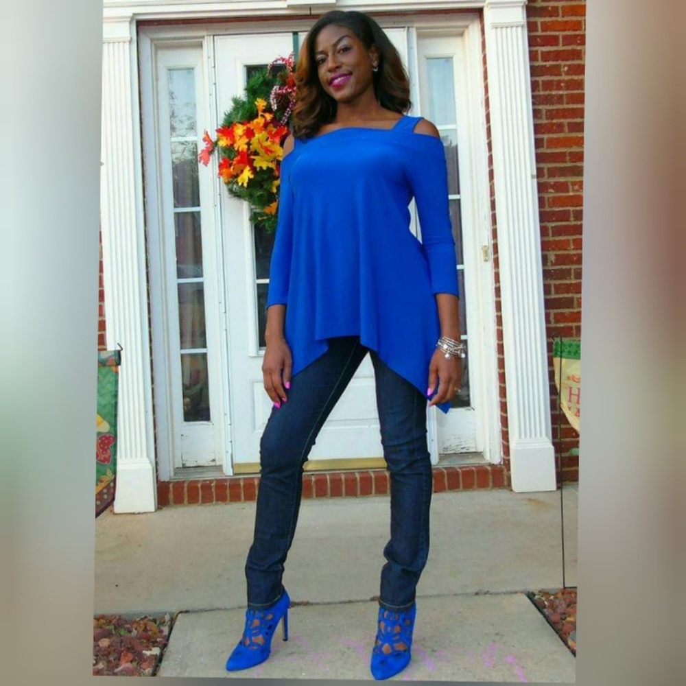 Royal Blue Asymmetric Shirt